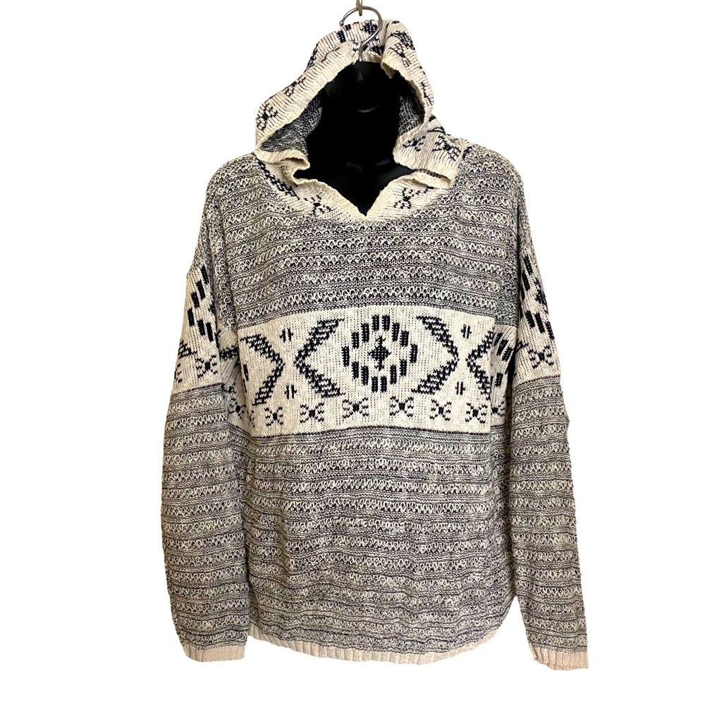 Maurices Aztec Southwest Chunky Knit Hooded Sweater L